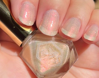 Nirvana - Champagne Glitter with Pink Iridescent Shimmer - 10-Free - Indie Handmade Nail Polish