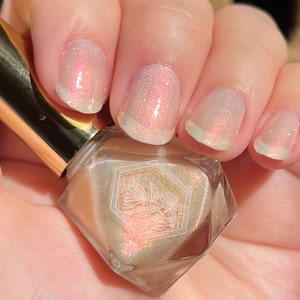 Nirvana - Champagne Glitter with Pink Iridescent Shimmer - 10-Free - Indie Handmade Nail Polish