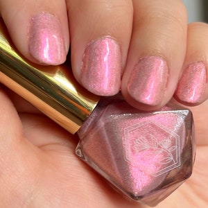 Smitten - Iridescent Pink and Holo Glitter - 10-Free - Indie Handmade Nail Polish