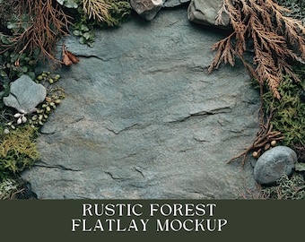 Forest Flatlay Background, Rustic Flat Lay, Forest Mockup Image, Product Background, Digital Download, Rustic Background, JPG