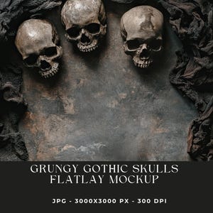 Grungy Gothic Flatlay Background, Witchy Flat Lay, Goth Mockup Image, Product Background, Digital Download, Skull Background, JPG