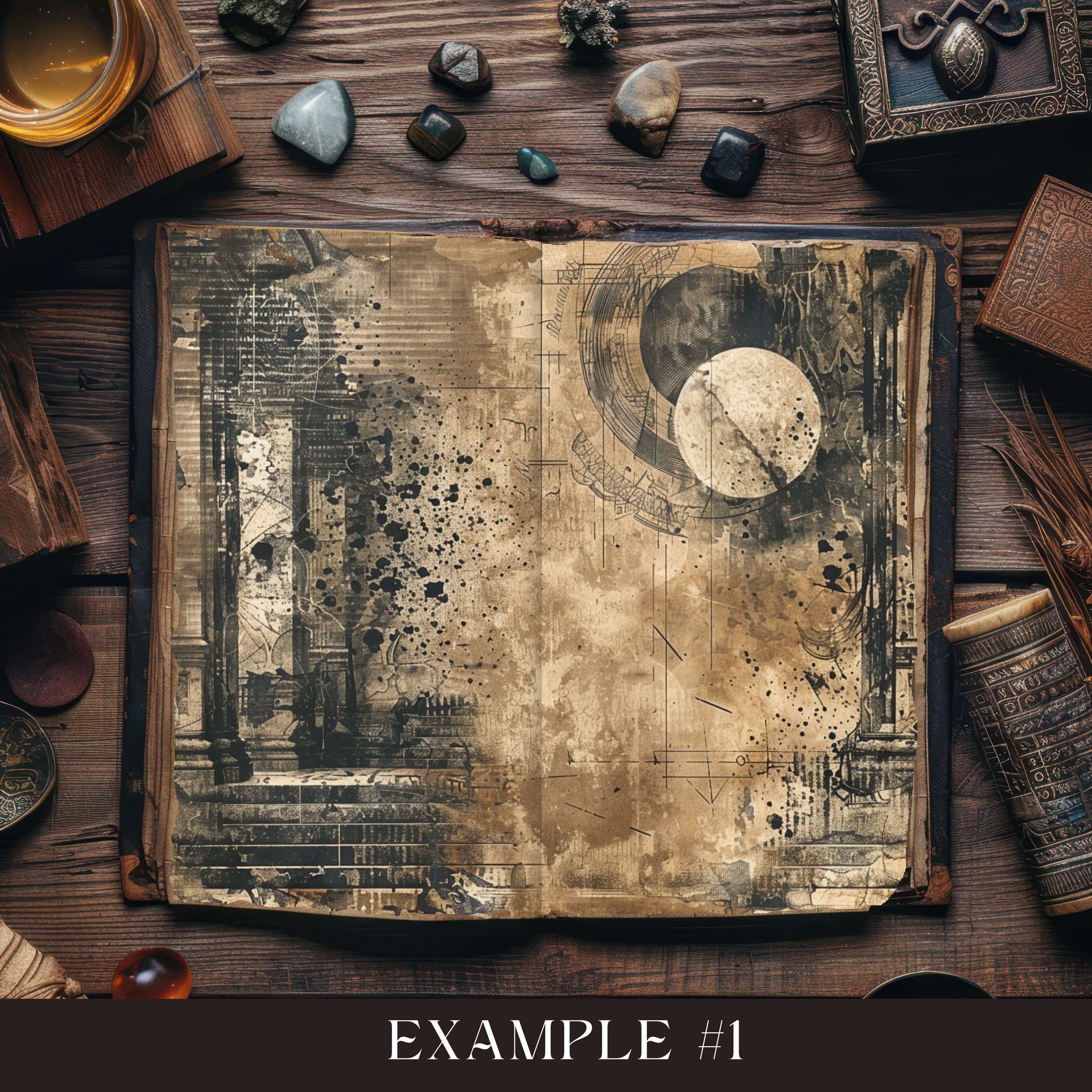 Haunted Grimoire Junk Journal Mockup: Halloween Canva Drag & Drop ...