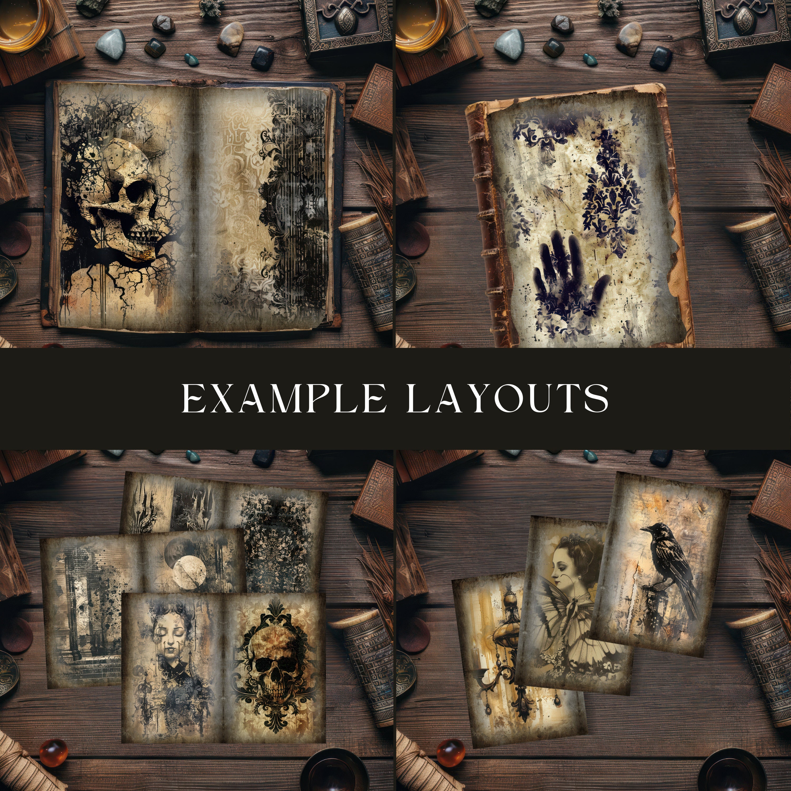 Haunted Grimoire Junk Journal Mockup Bundle: Witchy Halloween Canva ...