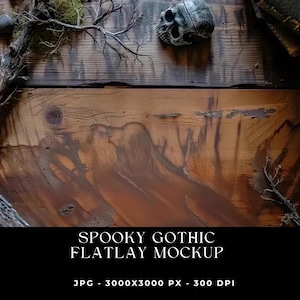 Spooky Gothic Flatlay Background, Witchy Flat Lay, Goth Mockup Image, Product Background, Digital Download, Skull Background, JPG