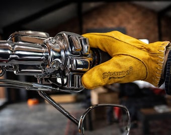 Leather Motorcycle Gloves: Svarog England Biker Chopper Gloves for Harley Davidson riders