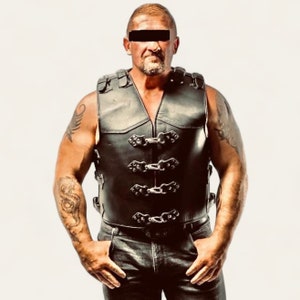 SVAROG England 4-7 MM Thick Buffalo Leather biker Australian Club Style Harley Davidson chopper motorcycle vest/cut