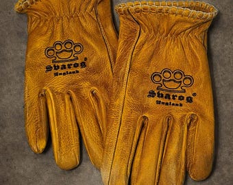 Svarog England Leather Motorcycle Gloves: Biker Chopper Gloves
