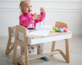 Stilvolle Kinder Tisch und Stuhl Set - Montessori inspiriert Kleinkind Möbel zum Lernen und Spielen