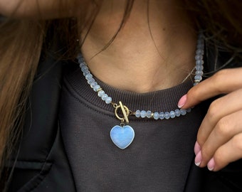 Opal Beaded Necklace - Elegant & Timeless Opal Rondelle Jewelry |Sparkling Opal Rondelle Necklace | Best quality opal necklace | opal choker