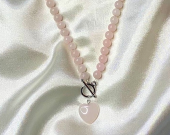 Beautiful Rose Quartz Beaded Necklace - Handcrafted Gemstone Jewelry