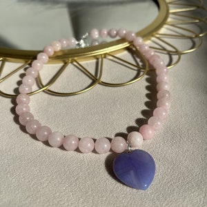 Rose Quartz Gemstone Beads Necklace Natural Crystal Pendant for Self-Love-Heart-Shaped Rose Quartz Necklace zdjęcie 8