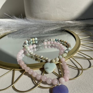 Rose Quartz Gemstone Beads Necklace Natural Crystal Pendant for Self-Love-Heart-Shaped Rose Quartz Necklace image 5
