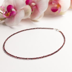 Red garnet choker necklace/Healing natural stone/ Minimalist crystal /Natural Red Garnet Beaded Necklace/Pretty Red Beads Women' Necklace image 6