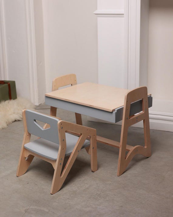 Functional Toddler Furniture-Kids Activity Table with Growing Chair-Montessori Kids Furniture-Toddler table and chair-A kids furniture set