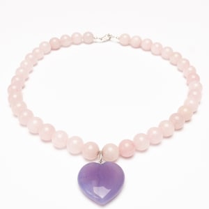 Rose Quartz Gemstone Beads Necklace Natural Crystal Pendant for Self-Love-Heart-Shaped Rose Quartz Necklace zdjęcie 9