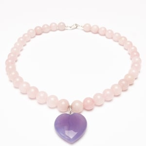 Rose Quartz Gemstone Beads Necklace Natural Crystal Pendant for Self-Love-Heart-Shaped Rose Quartz Necklace image 9