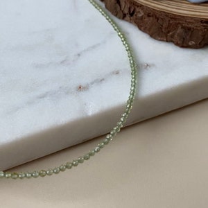 Peridot Beaded Choker Minimalist Green Crystal Jewelry Elegant Gift for Her image 3