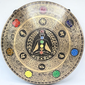 50cm to 100cm Meditating color yogi Tibetan Gong bell- Made in Nepal- Deep Resonating & soothing sound quality- Best for sound healing