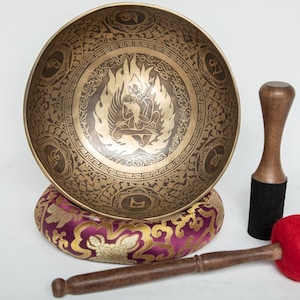 10 inches  Buddha Shakti carved singing bowl-mantra Blessed singing bowl-Chakra healing and meditation bowl-Yoga, peace-long lasting sound