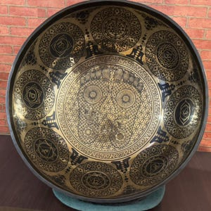 15 inches-24 inches standing foot therapy Hand beaten Large singing bowl-made in Nepal-Flower of life pattern design-Premium sound vibration