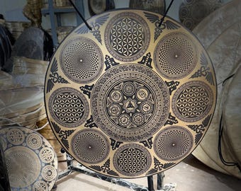Handmade Tibetan Gong: Flower of Life, Meditation Sound Healing