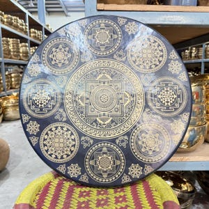 35cm to 100cm Black And Golden Color Mandala design Tibetan gong- Made in Nepal- Beautiful Design- Best Sound Vibrations-Best Sound Healing