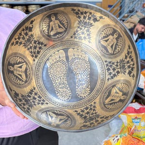 15 inches to 24 inches Hand beaten large Tibetan Singing Bowl- Useful for Standing foot Healing- Best sound therapy bowl-Made in Nepal
