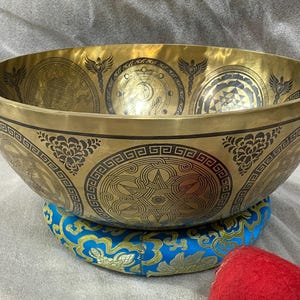 Extra Large sound Healing singing bowl- Adorned with standing feet with dragon at the back of the bowl-Available from 15 inches to 24 inches