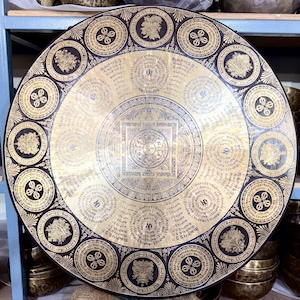 35cm to 100cm large Tibetan gong-Adorned with Tibetan mantras, vajra and yantra- Perfect sound healing gong -Deep resonating-Made in Nepal