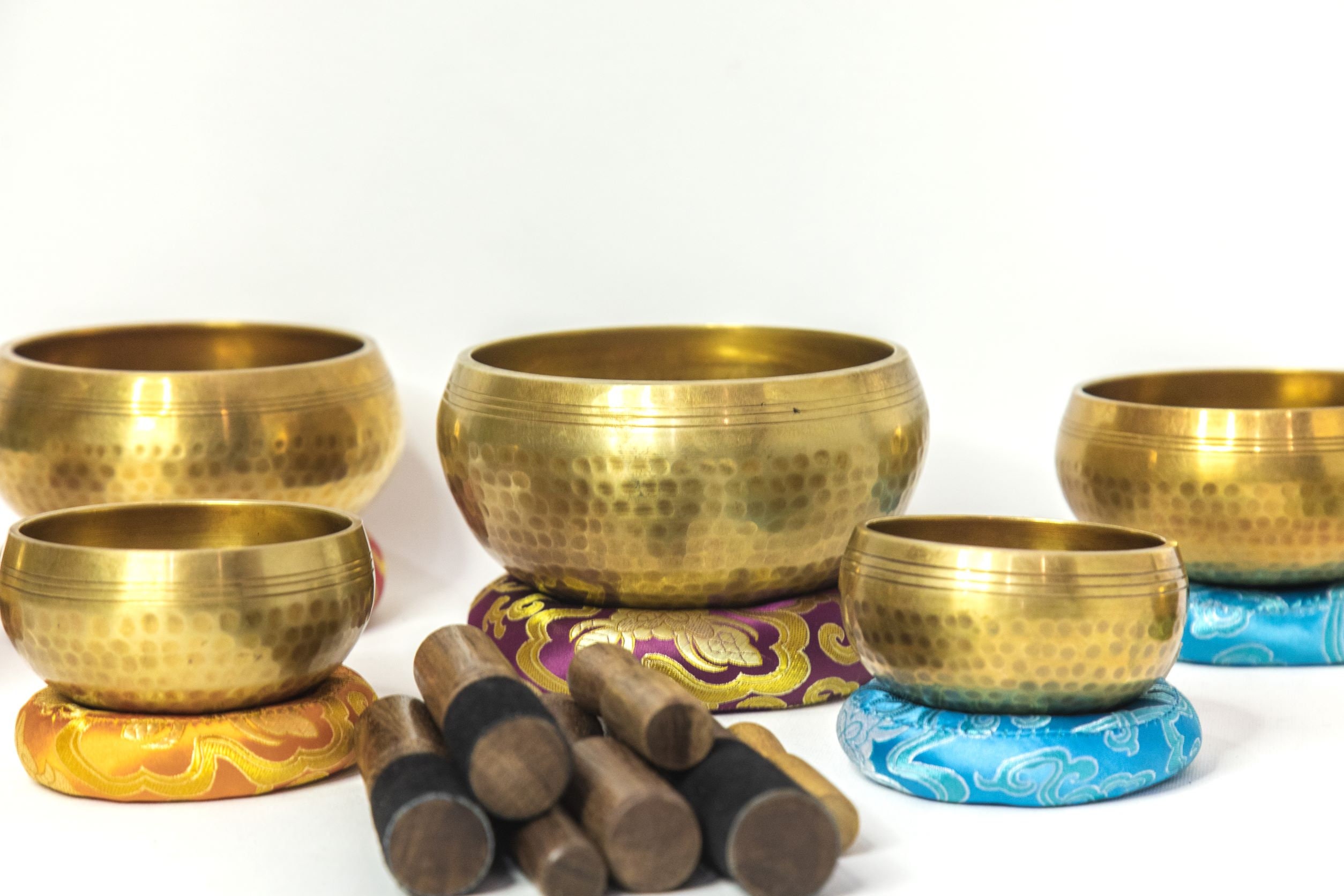 SET of 5 singing bowl set hand hammer set- Tibetan singing bowl-Master Healing singing Bowl-sound healing made from Nepal
