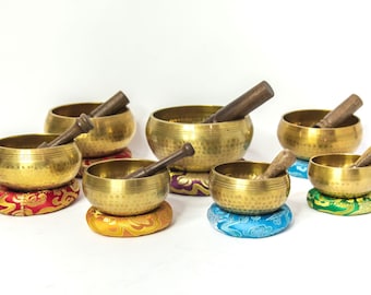 SET of 7 singing bowl set hand hammer  set- Tibetan singing bowl-Master Healing singing Bowl-sound healing made from nepal