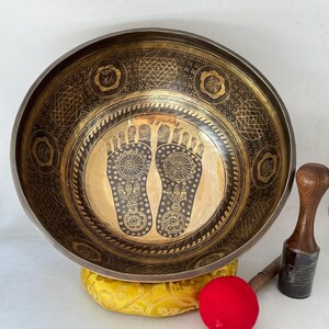 Handmade Tibetan Singing Bowl: Engraved Mantras, Deep Sound (15-24 inches)