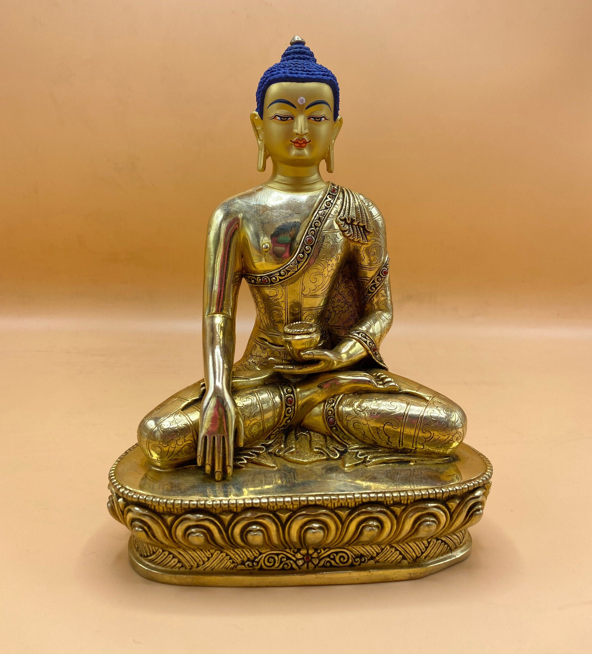 8 Inches Gold Plated Buddha Statue // Made in Nepal Etsy UK