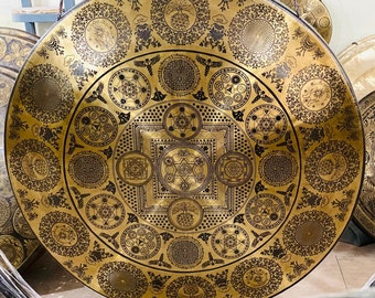 Großer gravierter Tempelgong: Klangheilung, Meditation, Achtsamkeit (80 cm)