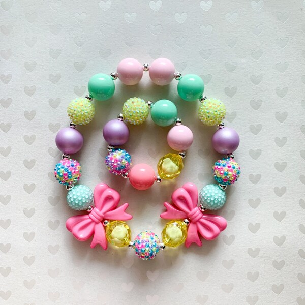 Chunky Bubblegum Beaded Necklace Etsy