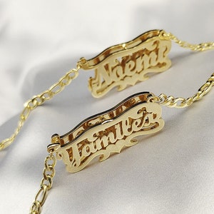 Double Nameplate - Name Plate  Necklace  - Custom Name Necklace - 3D Name Necklace  - Personalized Name Pendant  - Nameplate Gift For Her