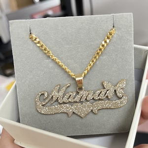 Custom Name Necklace, Bling Name Necklace, Cuban Chain Name Necklace, Iced Name Necklace, Personalized Necklace, Letter Necklace Gold