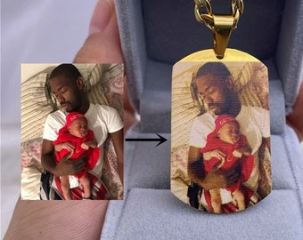 Custom Photo Necklace – Engraved Picture Pendant, Personalized Gift