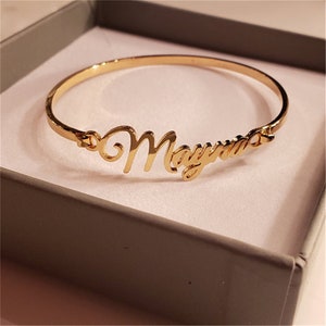 Custom Bangle Bracelet - Name Bangle - Personalized Bangle - Gold Name Bangle - Gift For Her