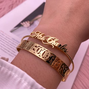 Custom  Name Bangle Bracelet, Gift For Women Men Kids,Nameplate Bangle, Initial Name Bangle, Personalized Bangle Bracelet, Gift For Her