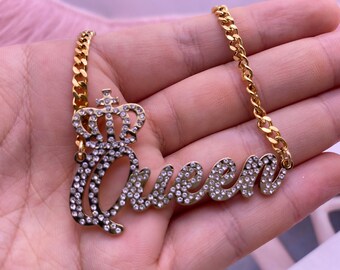 Queen Name Necklace Etsy
