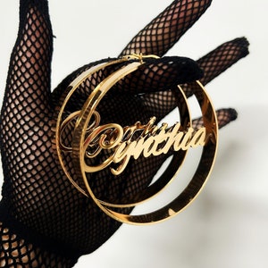 Custom Name Hoop Earrings, 18k Gold Filled, Personalized Jewelry
