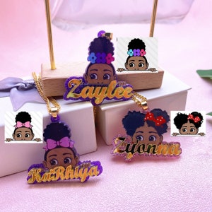 Custom Cartoon Name Necklace - Name Character Pendant - Kids Character Necklace - Custom Name Necklace - Personalized Gift For Kids