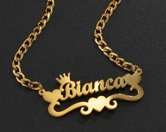 Custom Name Bracelet/Anklet, Personalized Stainless Steel Cuban Chain