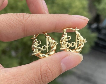 18mm Baby Name Earrings, Custom Hoop Earrings, Small Hoop Earrings