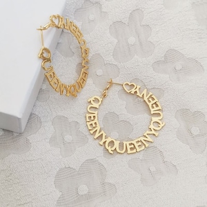 Pendientes de aro con letras personalizadas, pendientes de aro con nombre, aro con nombre personalizado, pendientes con nombre, regalo de novia para mujer