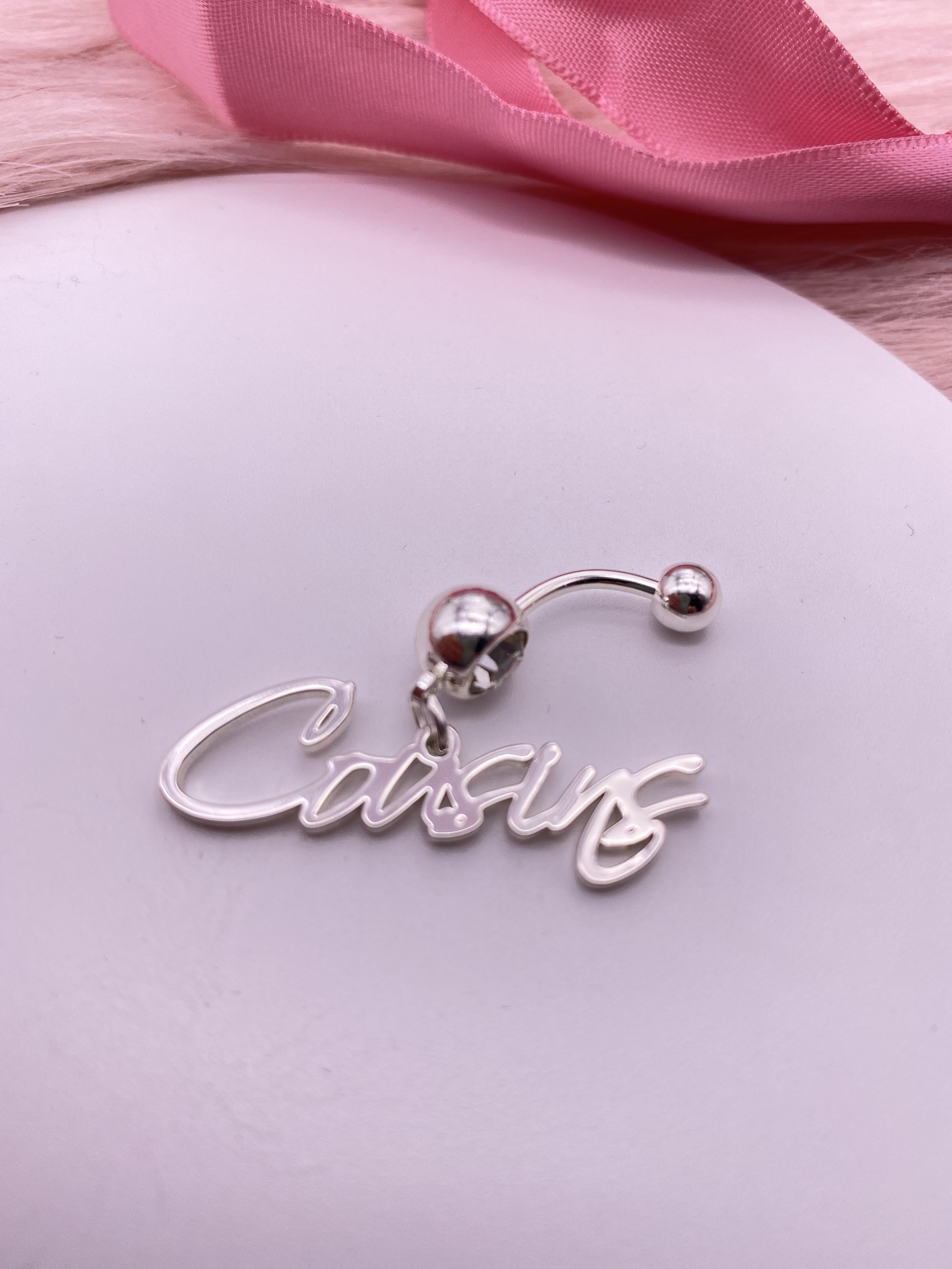 Custom Belly Button Ring Name Belly Ring Nameplate Naval Etsy