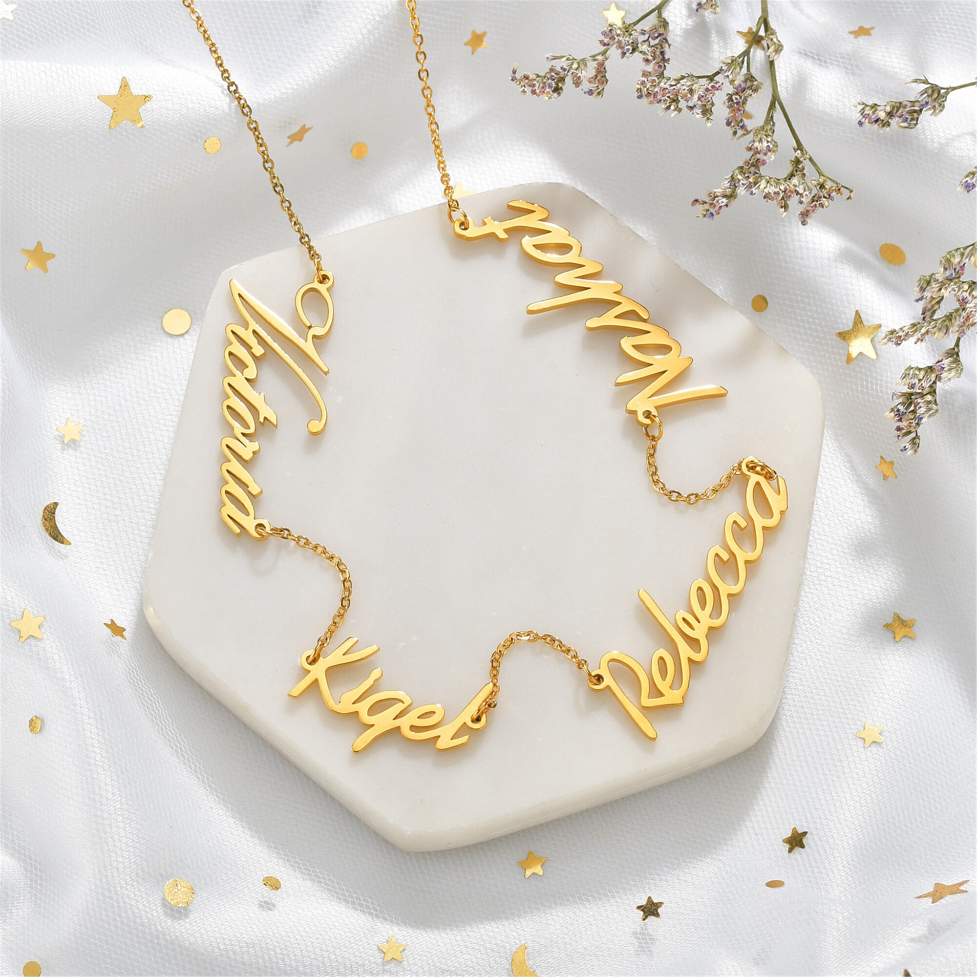 Multiple Name Necklace Family Name Necklace Children Name Etsy