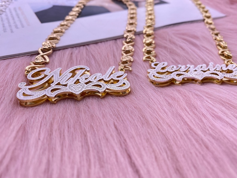 Double Name Plate Necklace
