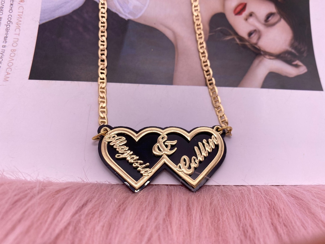 Custom Two Name Acrylic Necklace, Personalized Nameplate Jewelry - Etsy